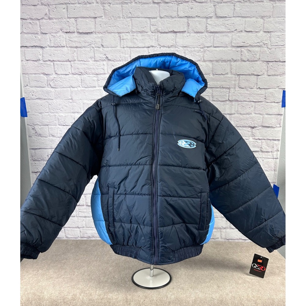 Rocky Puffer Jacket Hooded Full Zip Navy Blue Light Blue Mens XXL NWT